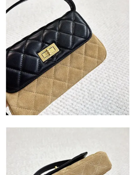 Saint Tears Quilted Two-Tone Crossbody Bag Black Beige - 35