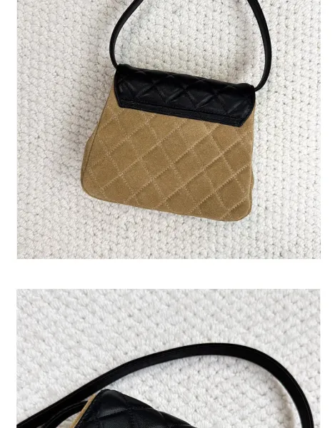 Saint Tears Quilted Two-Tone Crossbody Bag Black Beige - 40