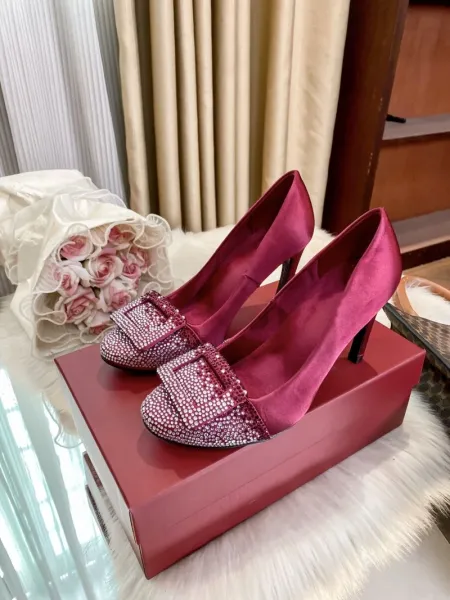 Roger Vivier Rockstud Flat Burgundy Crystal-Embellished Loafers - 5