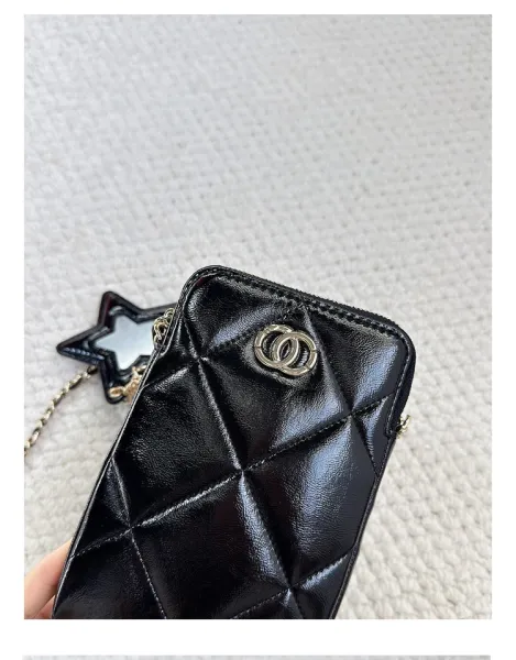 Chanel Mini Phone Holder Bag Black Quilted Crossbody Bag - 15