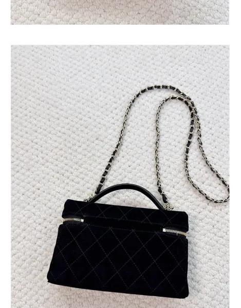 Chanel Mini Vanity Case Black Velvet Chain Bag - 20