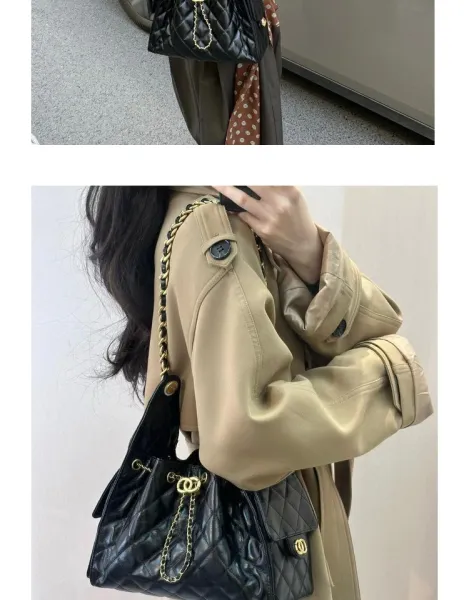 Chanel 22 Bag Black Quilted Leather Chain Shoulder Bag - 11