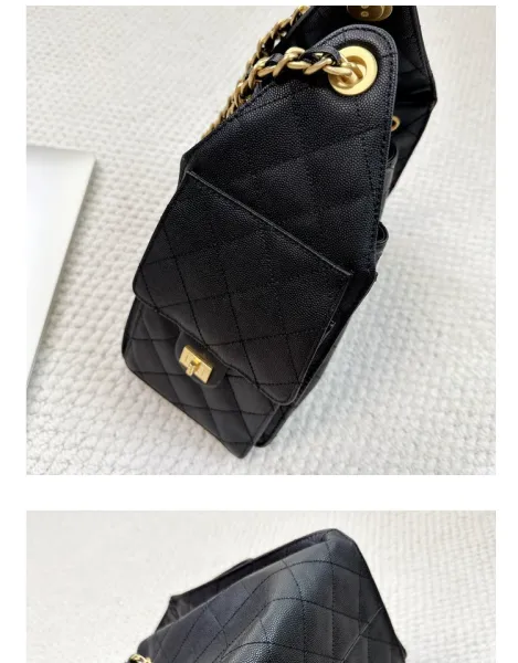 Chanel 22 Bag Black Quilted Leather Chain Shoulder Bag - 26