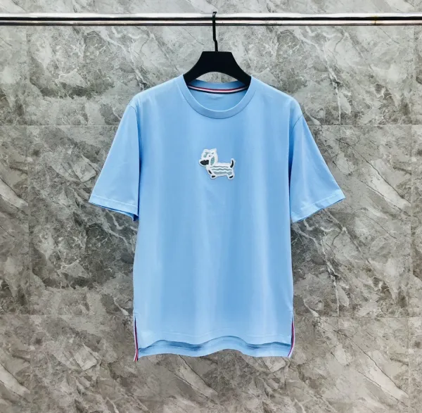 Thom Browne Pink Dog Embroidered T-Shirt - 34
