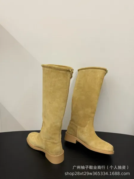 Chanel Chain-Trimmed Knee-High Boots Black - 12