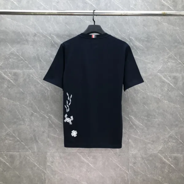 Thom Browne Turtle and Star Embroidered Navy T-Shirt - 13