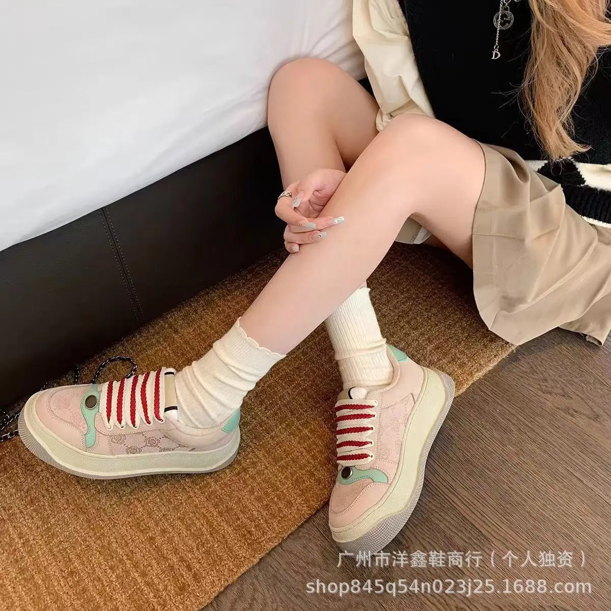 Gucci Rhyton Sneakers Black Red Striped Velcro Chunky Sneakers - 4