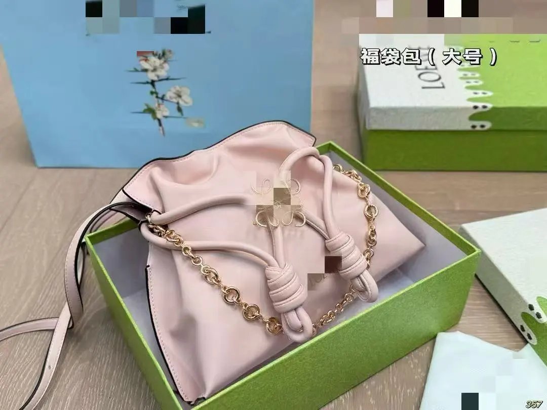 Loewe Flamenco Bucket Bag Pink Leather Shoulder Bag