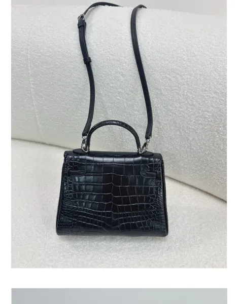 Hermès Mini Kelly Pochette Crocodile Black Handbag - 23