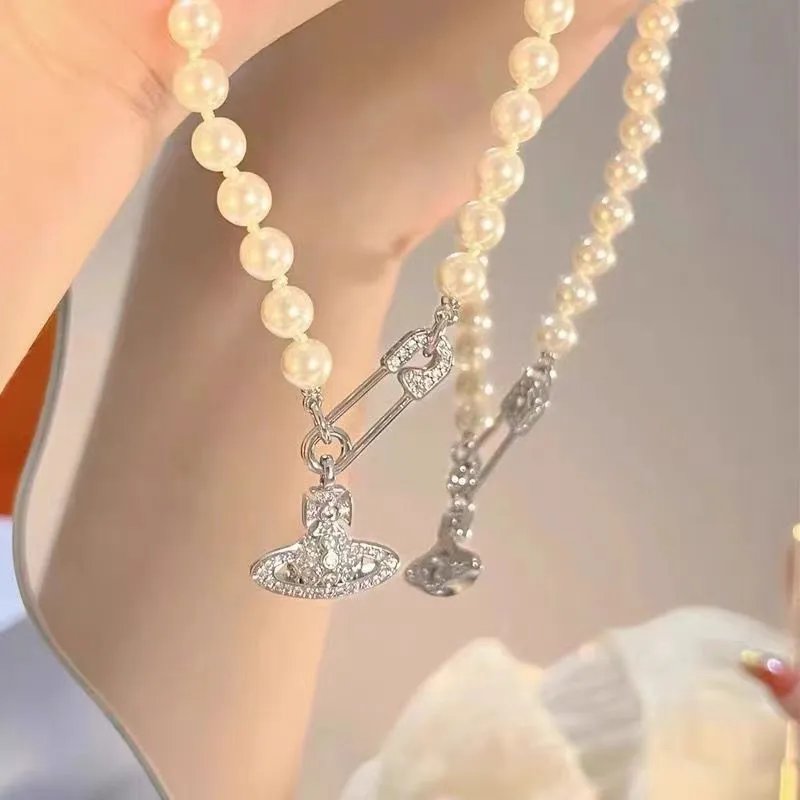 Vivienne Westwood Orb Pearl Necklace Gold - 19