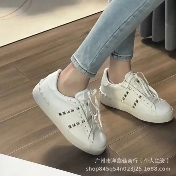 Valentino Rockstud Spike Black Leather Sneakers - 2