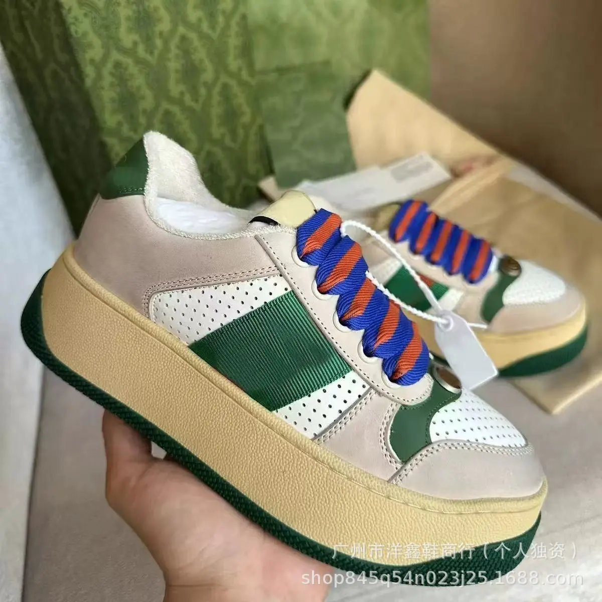 Gucci Rhyton Sneakers Black Red Striped Velcro Chunky Sneakers - 12