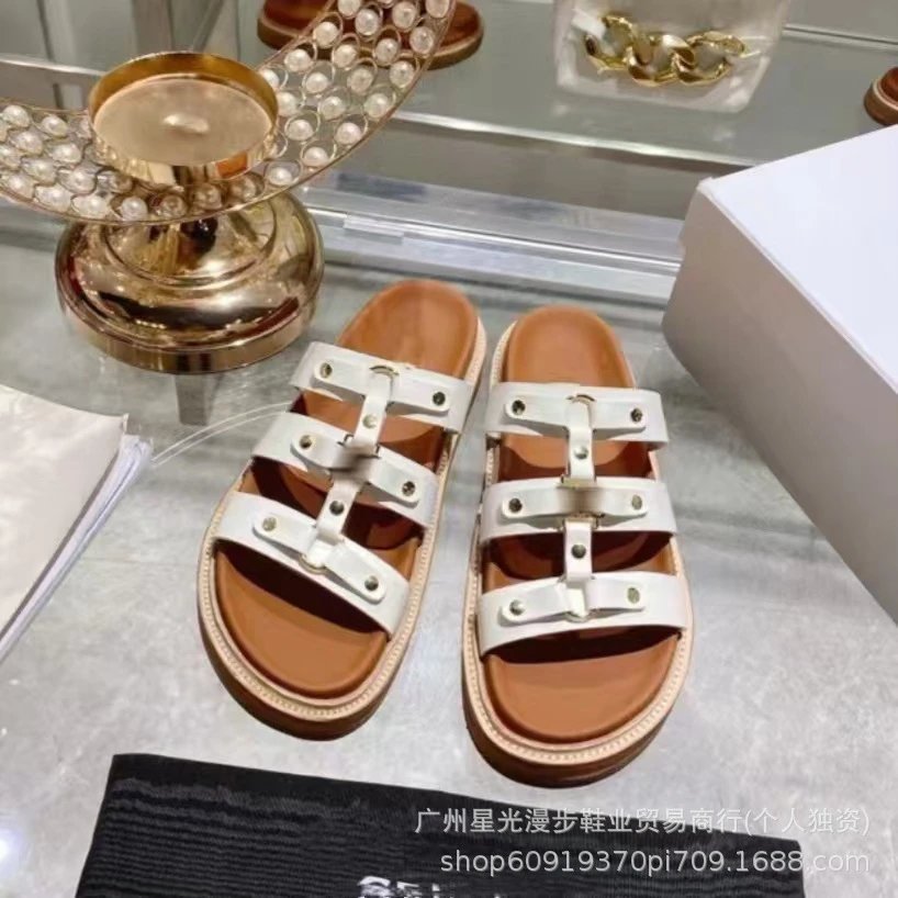 Dior J'Adior Slide Sandals White Leather Strappy Flat Sandals