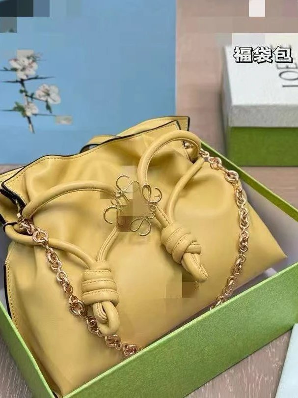 Loewe Flamenco Knot Bag Yellow Leather Bucket Bag