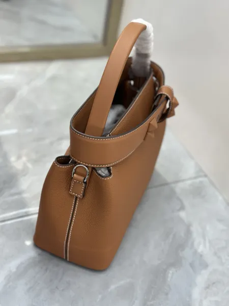 Valentino Garavani Rockstud Small Top Handle Bag Taupe Leather Handbag - 9