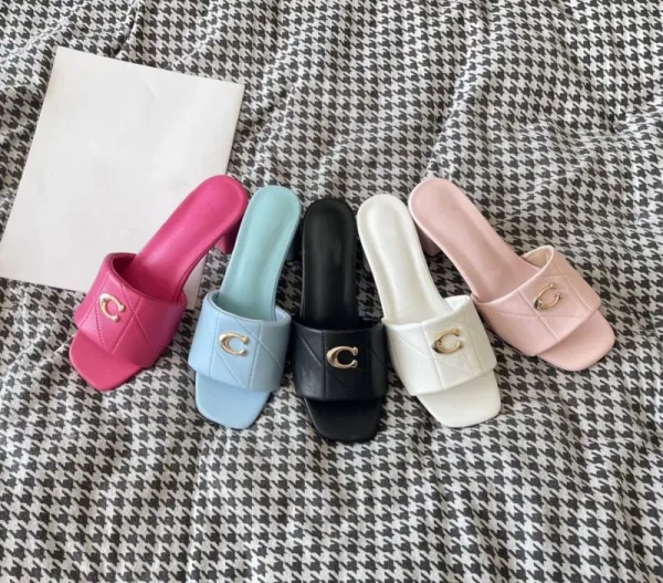 Coach Tabby Slide Pink Leather Mules - 2