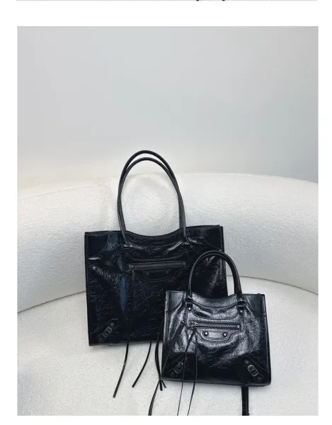 Balenciaga Mini City Bag Black Crinkled Leather Handbag - 16