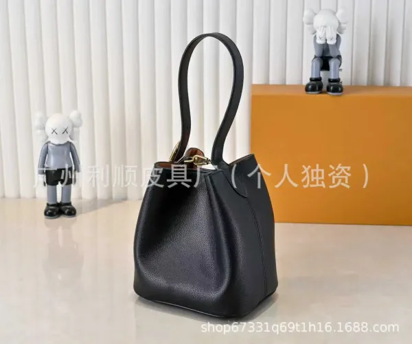 Louis Vuitton Monogram Canvas Card Holder x Tan Leather Bucket Bag Set - 8