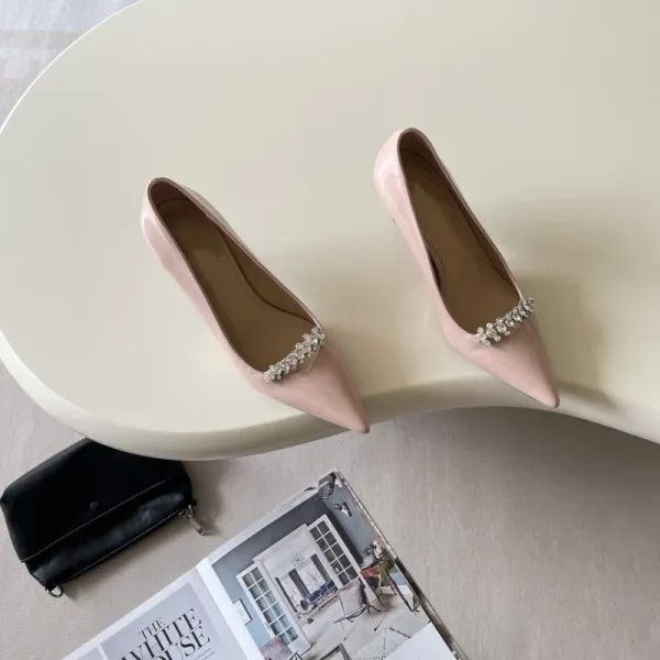 Saint Tears Pearl-Embellished Patent Leather Pointed-Toe Flats Brown - 4