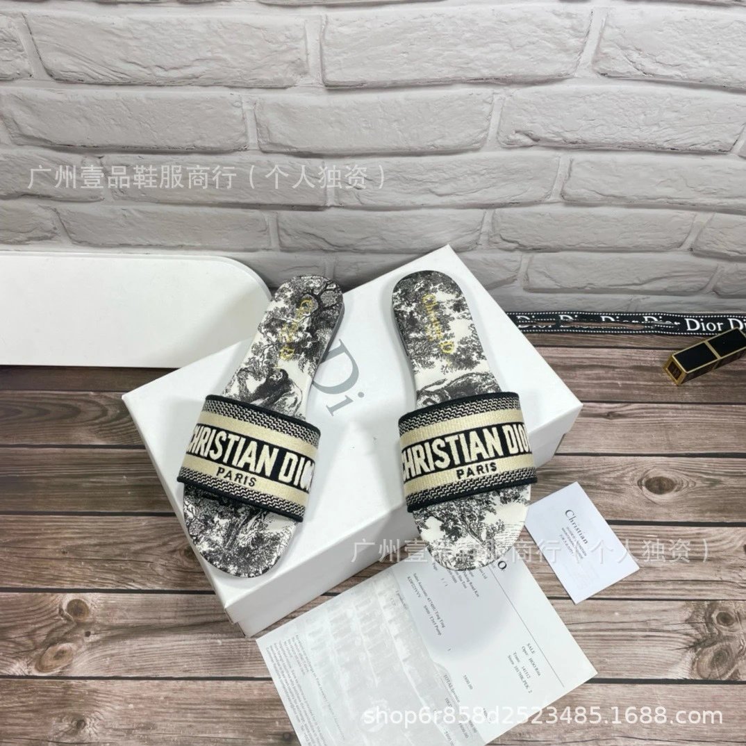 Dior J'Adior Toile de Jouy Slide Sandals Multicolor