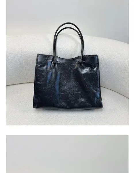 Balenciaga Mini City Bag Black Crinkled Leather Handbag - 26