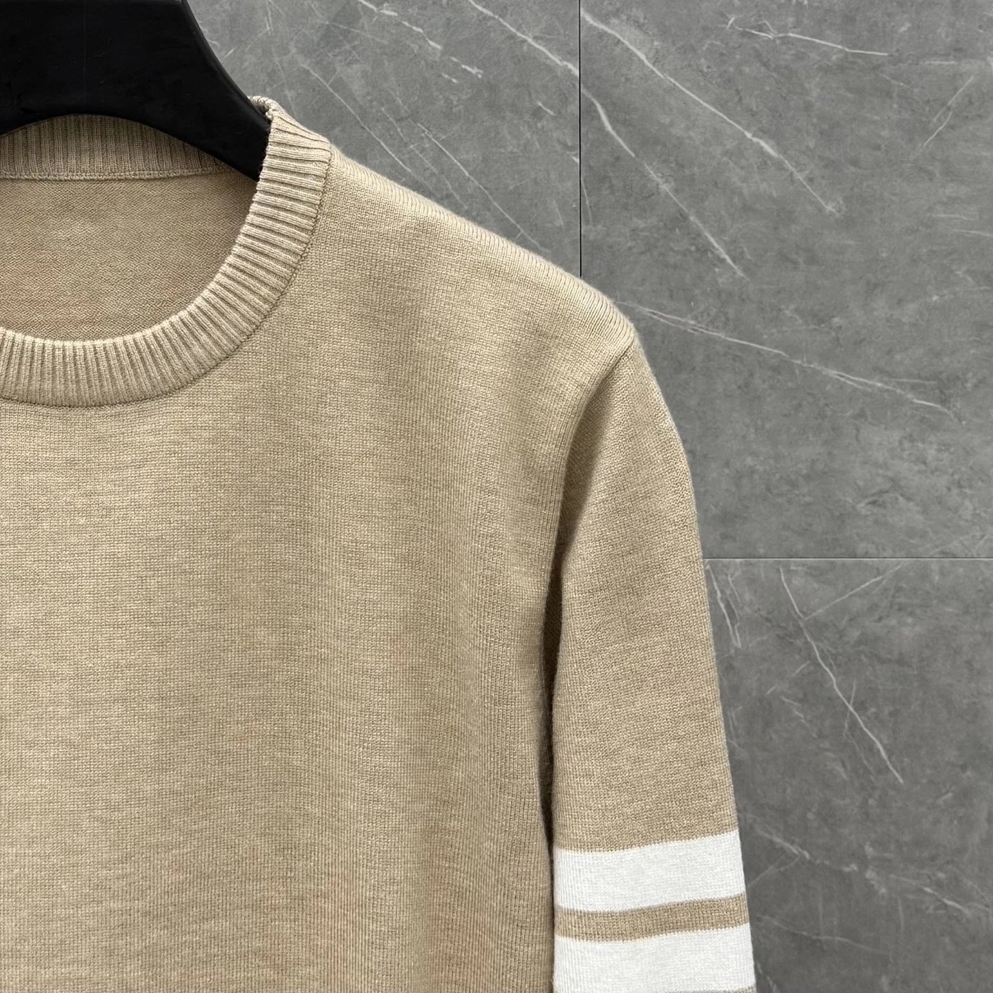 Thom Browne 4-Bar Stripe Crewneck Sweater Beige - 46