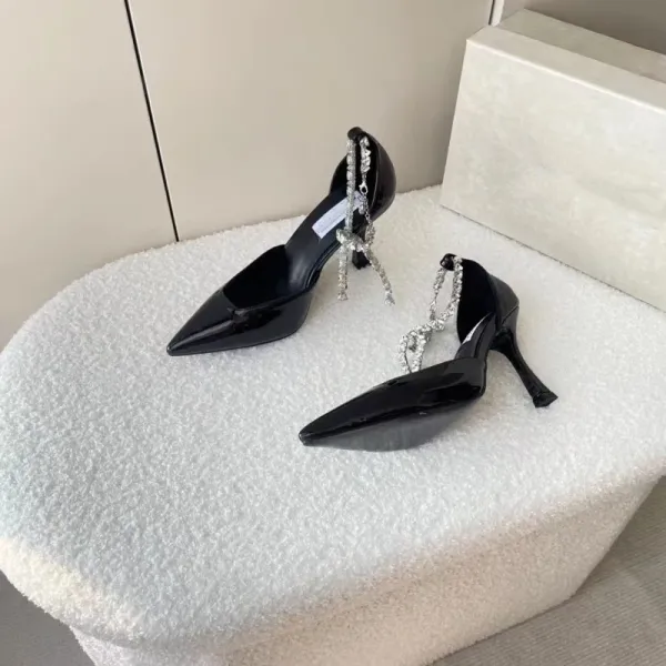 Saint Tears Crystal-Strap Pointed-Toe Stiletto Heels White - 11