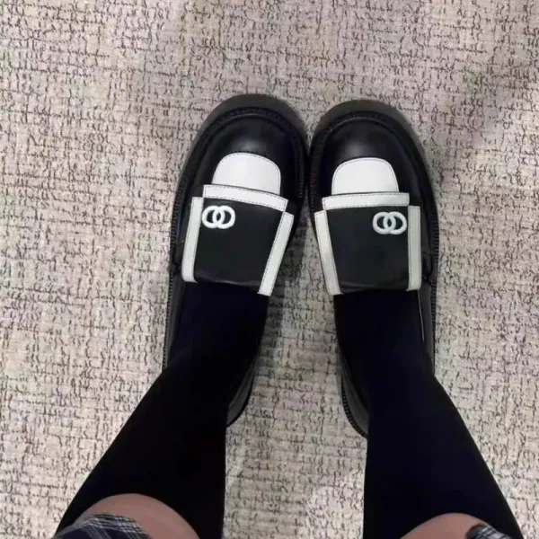 Chanel CC Logo Loafers White and Black Leather Platform Loafers - 13