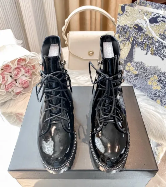 Valentino Garavani Rockstud Lace-Up Combat Boots Black - 3