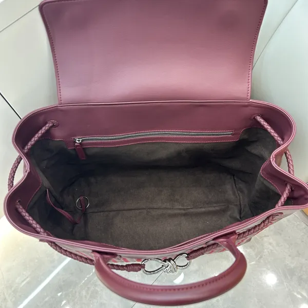Bottega Veneta Cassette Tote Burgundy Woven Leather Handbag - 22