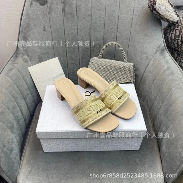 Dior Sandals Logo-strap open-toe heeled slides product detail image 5