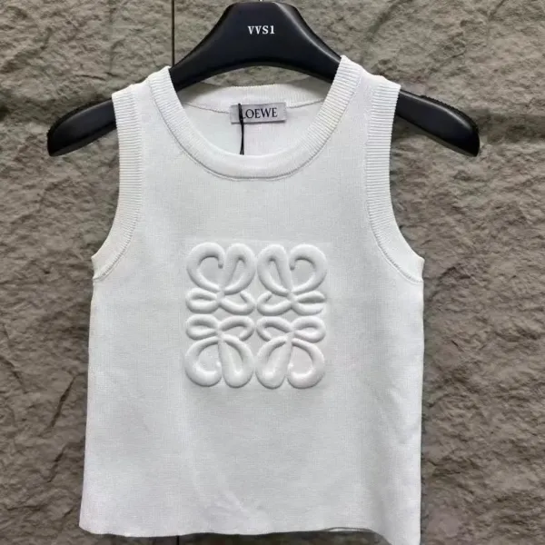 Loewe Anagram Knit Vest-Top in Pink and Black - 10