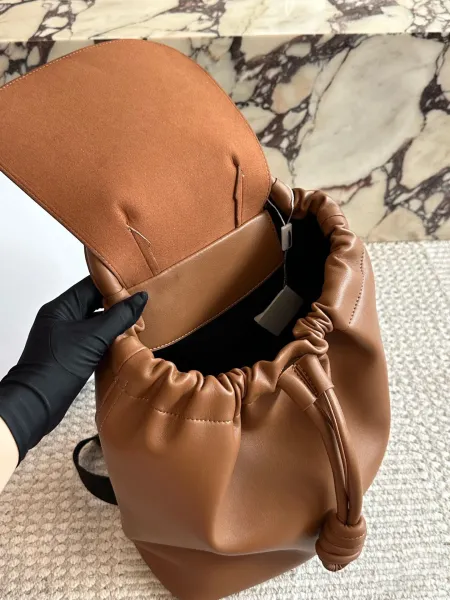 Bottega Veneta The Pouch Backpack Army Green Leather Backpack - 9