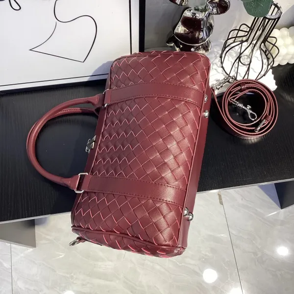 Bottega Veneta Intrecciato Woven Leather Boston Bag Black - 21