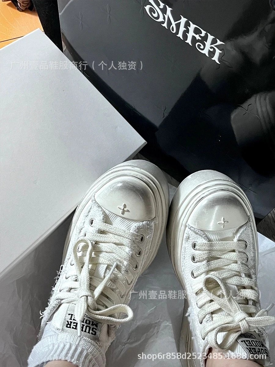 Off-White x Unknown Designer Chunky Platform Sneakers Black/White - 43