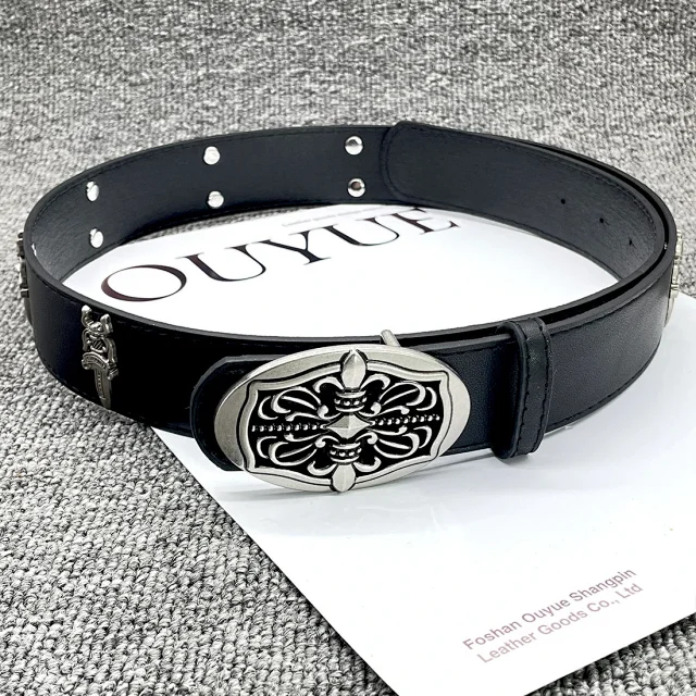 Unbranded Belts Cross-studded belt with ornate oval buckle product detail image 21