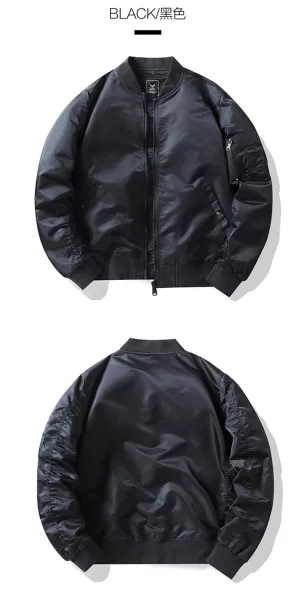 Custom MA-1 Bomber Jacket Burgundy Outerwear - 13