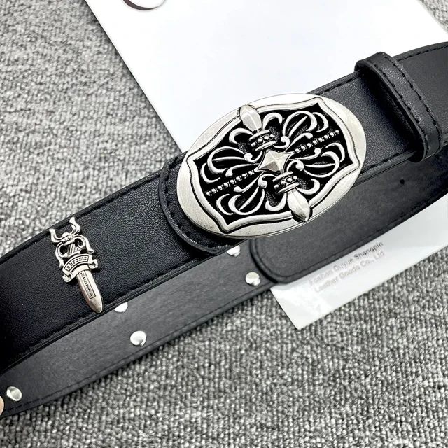 Unbranded Belts Cross-studded belt with ornate oval buckle product detail image 22