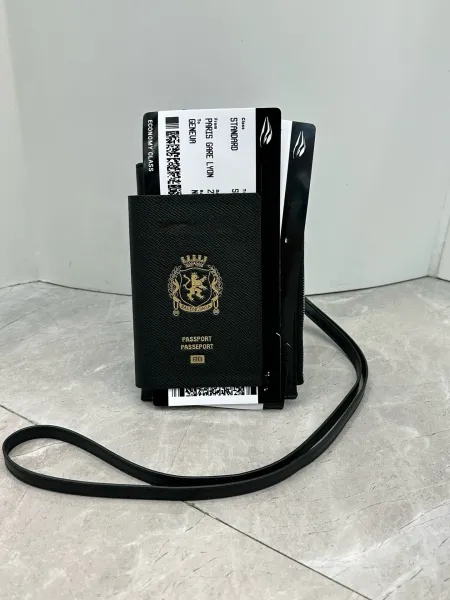 Balenciaga Passport Holder Black Leather Accessory - 15