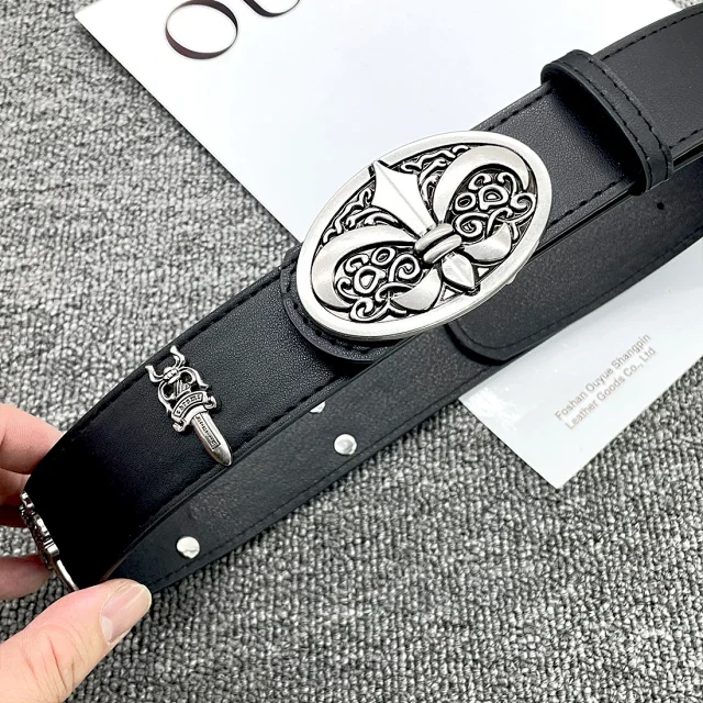 Unbranded Belts Cross-studded belt with ornate oval buckle product detail image 24