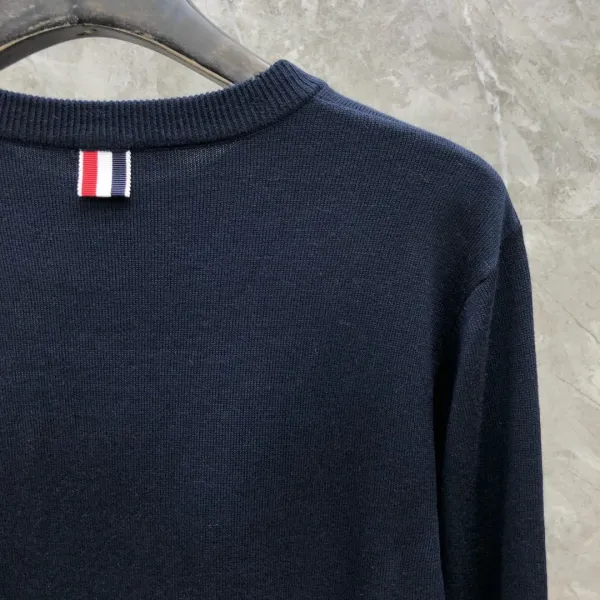 Thom Browne 4-Bar Stripe Navy Wool Sweater - 30