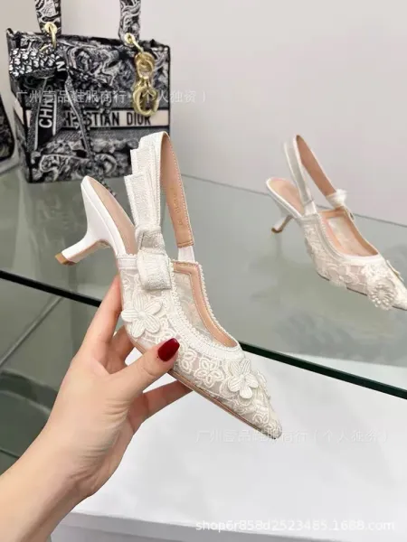 Dior J'Adior Slingback Heels Blue and White Floral Print - 51