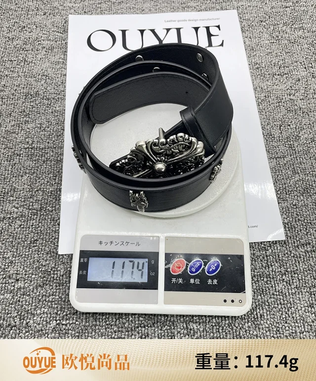 Unbranded Belts Cross-studded belt with ornate oval buckle product detail image 47
