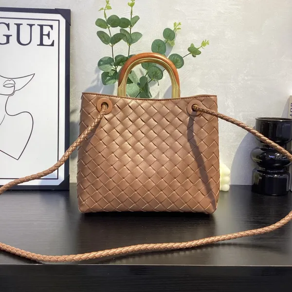 Bottega Veneta Cassette Mini Woven Tan Leather Handbag - 34