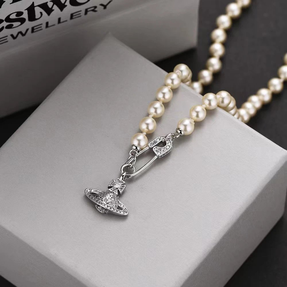 Vivienne Westwood Orb Pearl Necklace Gold - 12