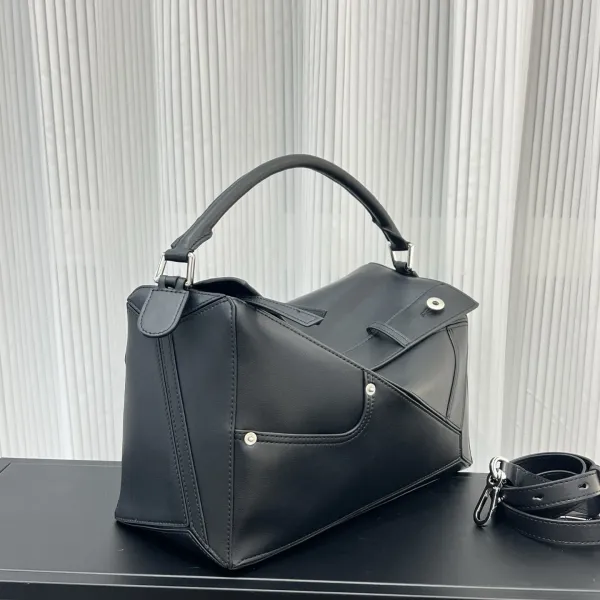 Loewe Puzzle Small Black Leather Handbag - 24