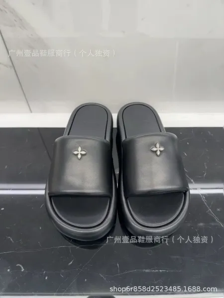 Off-White x Unknown Designer Cross Motif Canvas Slippers Beige Slippers - 37