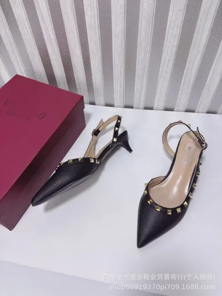 Valentino Rockstud Flat Red Patent Leather Slingback Heels - 10