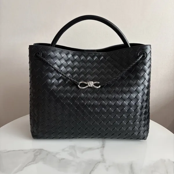 Bottega Veneta The Pouch Black Woven Leather Tote Bag - 16