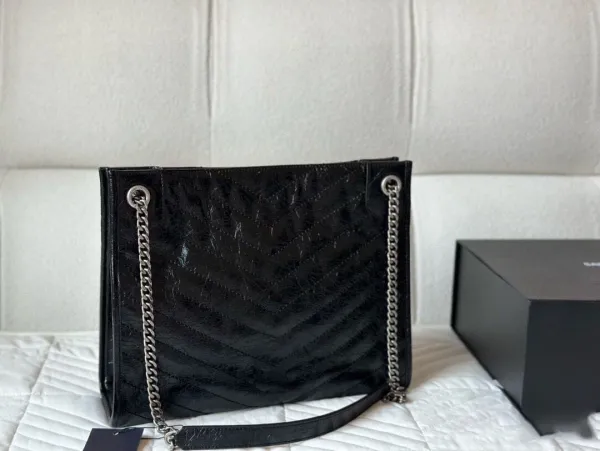 Saint Laurent Monogramme Chain Bag Black Patent Leather Shoulder Bag - 5